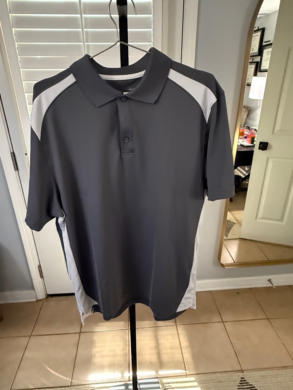 Under Armour Gray and White Short-Sleeve Polo
